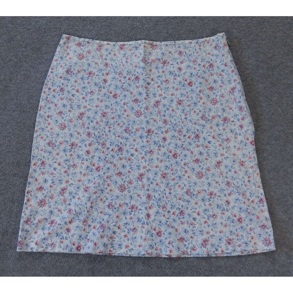 American Eagle Mini Skirt 8 W30 Blue Red Floral Print Flower 90s Stretch Cotton